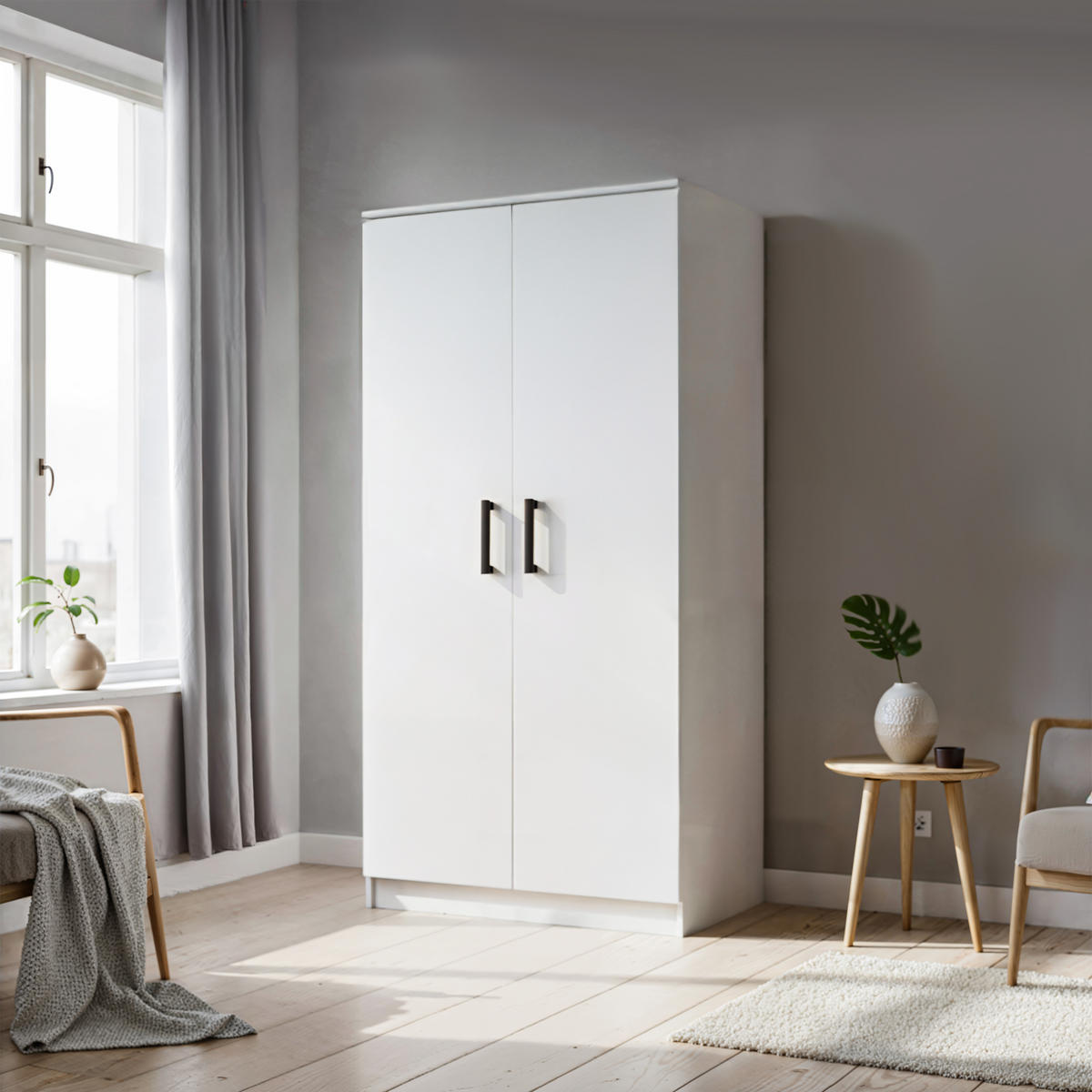 DREHTÜRENSCHRANK Tamara 90 cm, 2-türig, weiß - Weiß, Kunststoff (180/180/90cm) - Margaret Hadas24
