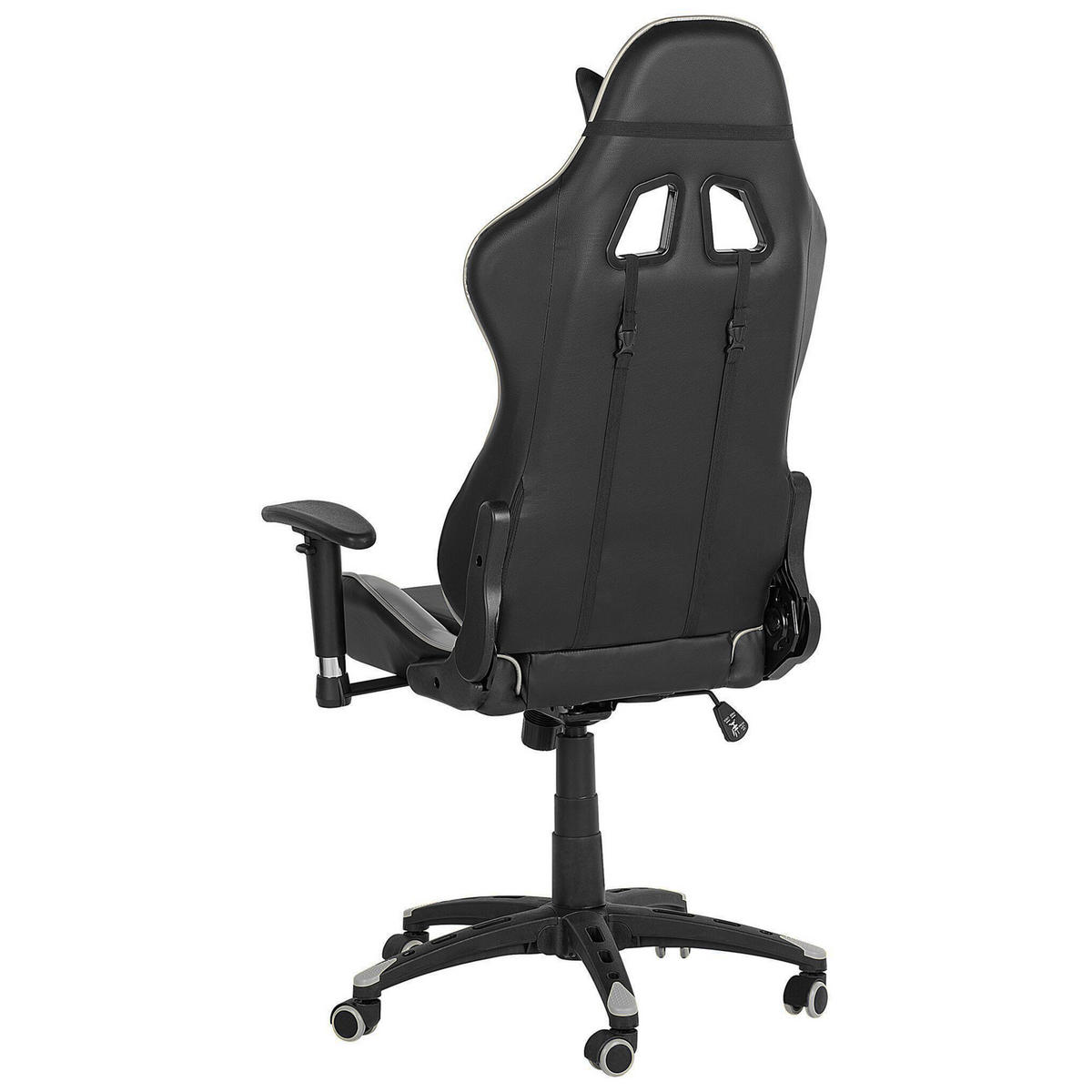 BÜROSTUHL Kunstleder Schwarz/Silber Knight - Schwarz, Kunststoff/Textil (71/129/71cm) - Beliani