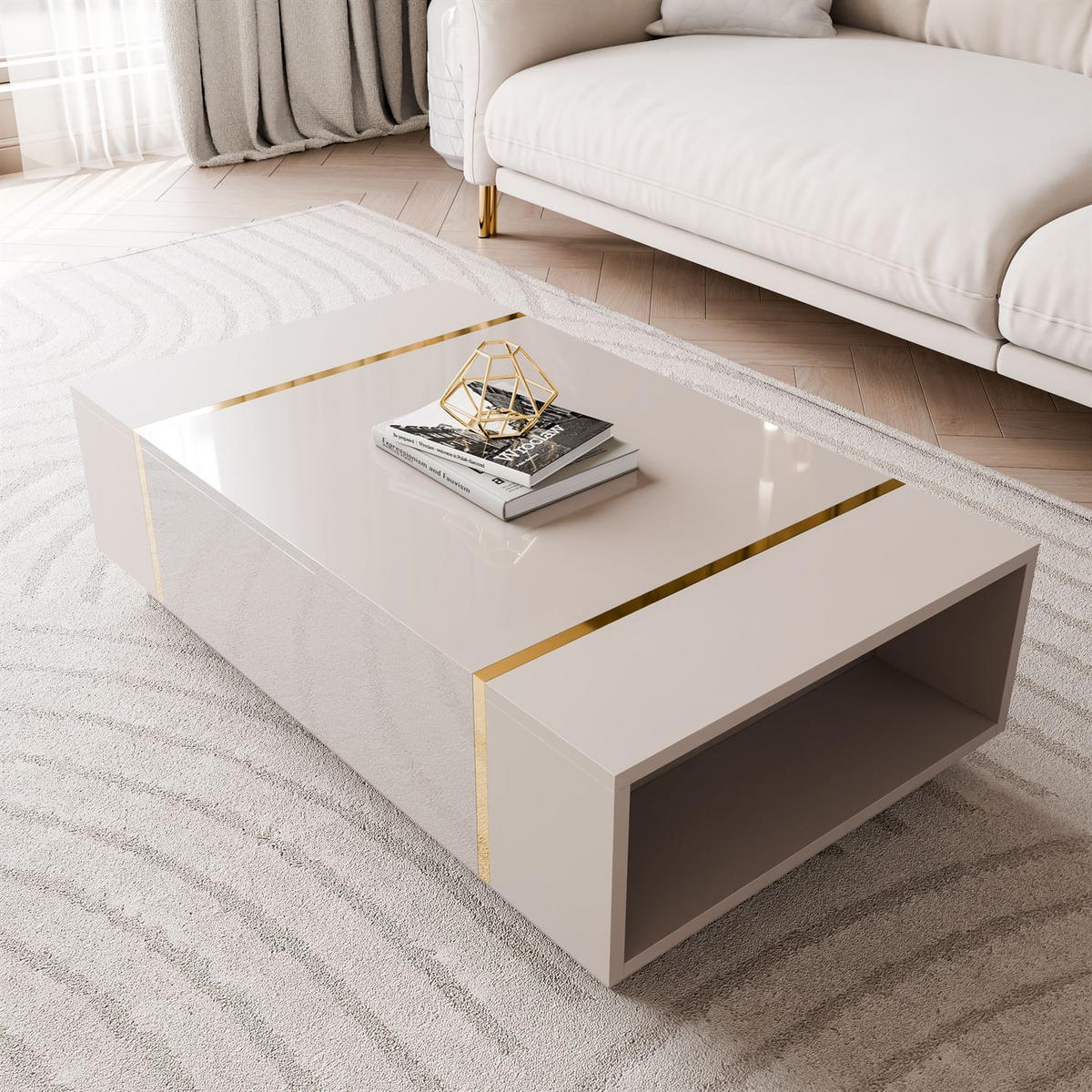 COUCHTISCH ONYX Kaschmir Hochglanz - Kaschmir, Holzwerkstoff (65/104/41.5cm) - Lookway