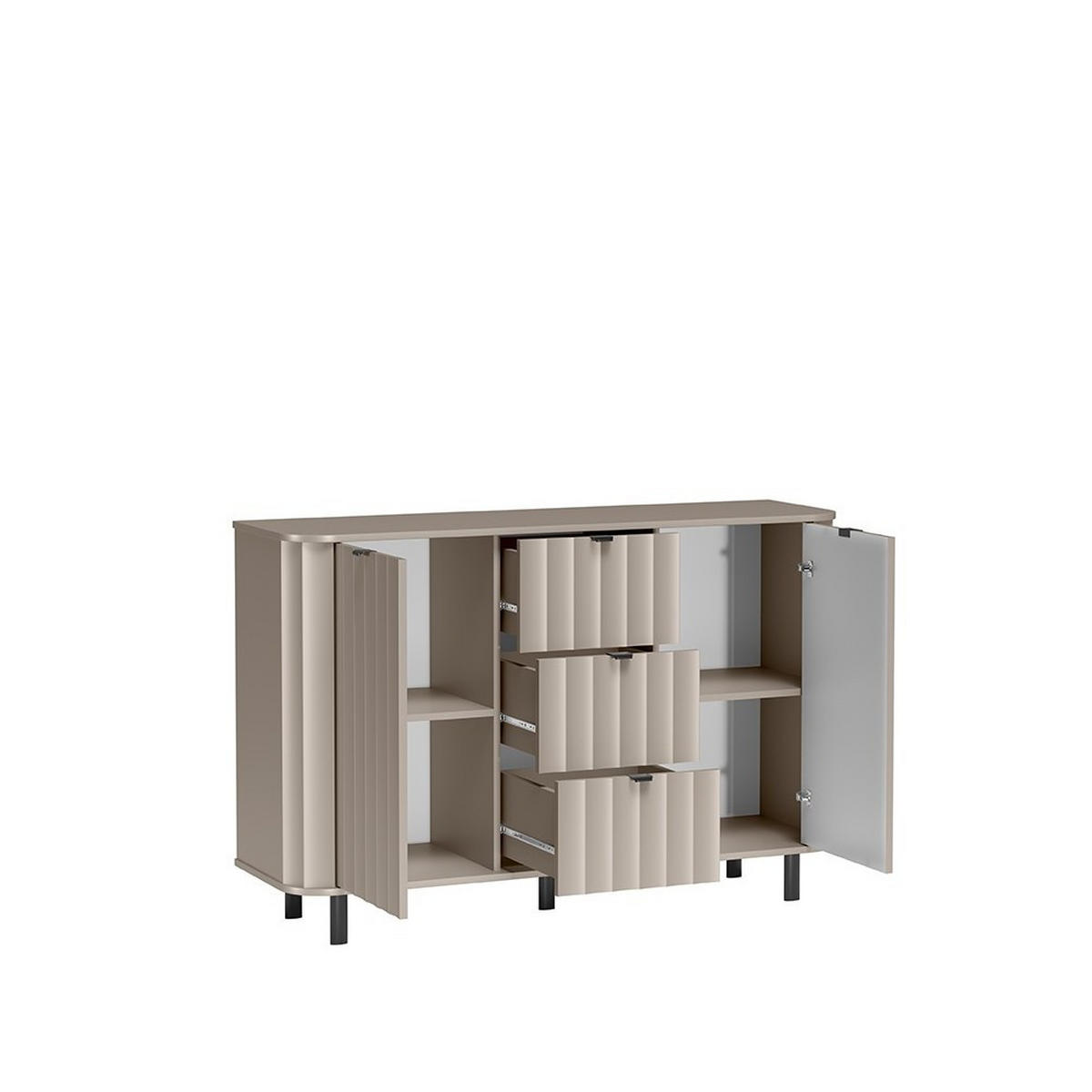 KOMMODE MODERNO 137,2/91/40,5cm mit 3 Schubladen 2 Türen Beige - Beige, Holzwerkstoff (137.2/91/40.5cm) - MASSENO