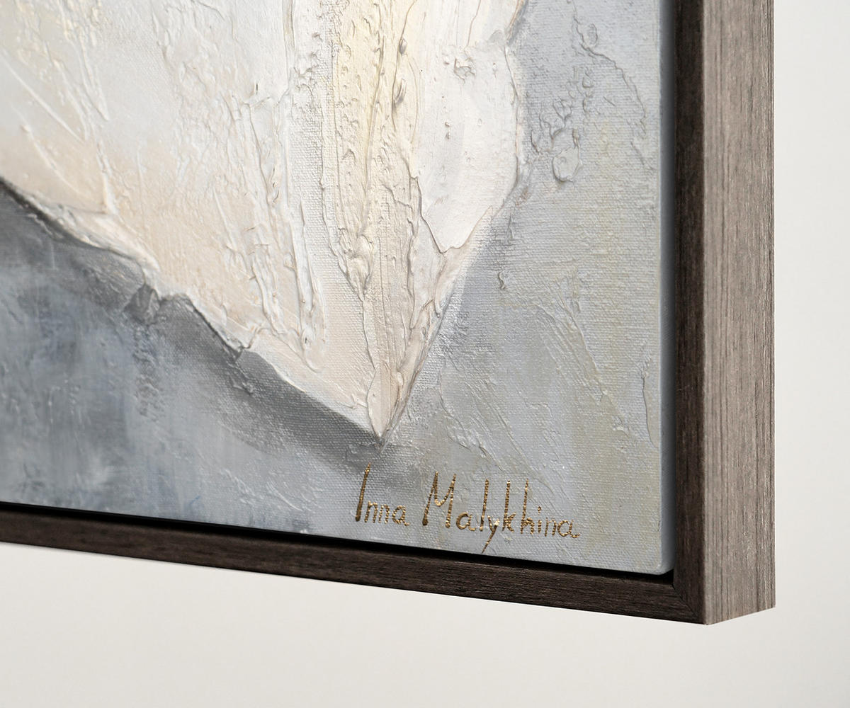 GEMÄLDE Goldene Blüte Schattenfugenrahmen Grau 140x100 cm - Grau, Holz (140/100cm) - YS-art gallery