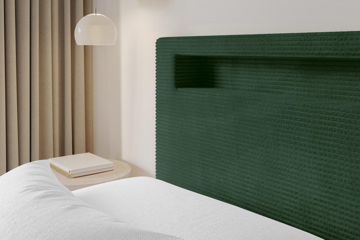 ČALOUNĚNÁ POSTEL s úložným prostorem a roštem, postel bez matrace - GOLA 180x200 Zelená - olivově zelená, kompozitní dřevo/textil (180/200cm) - ALTDECOR