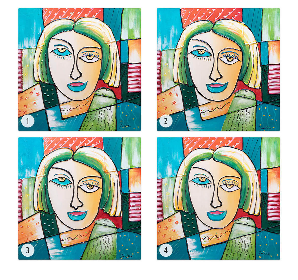 RUČNE MAĽOVANÝ AKRYLOVÝ OBRAZ 80/80 cm, viacfarebný, figurálny motív - viacfarebná, drevo/textil (80/80cm) - KUNSTLOFT