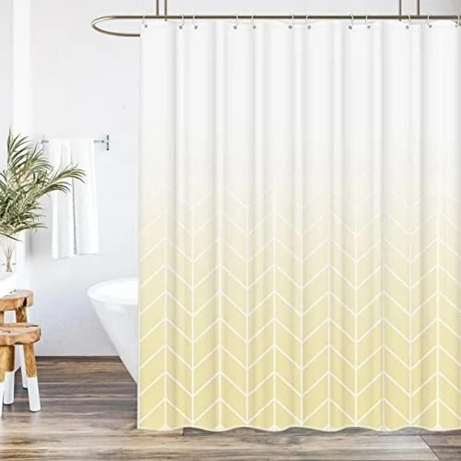 DUSCHVORHANG Gelb Polyester schimmelresistent mit Haken - Gelb, Textil (180/180cm) - MCBOSON