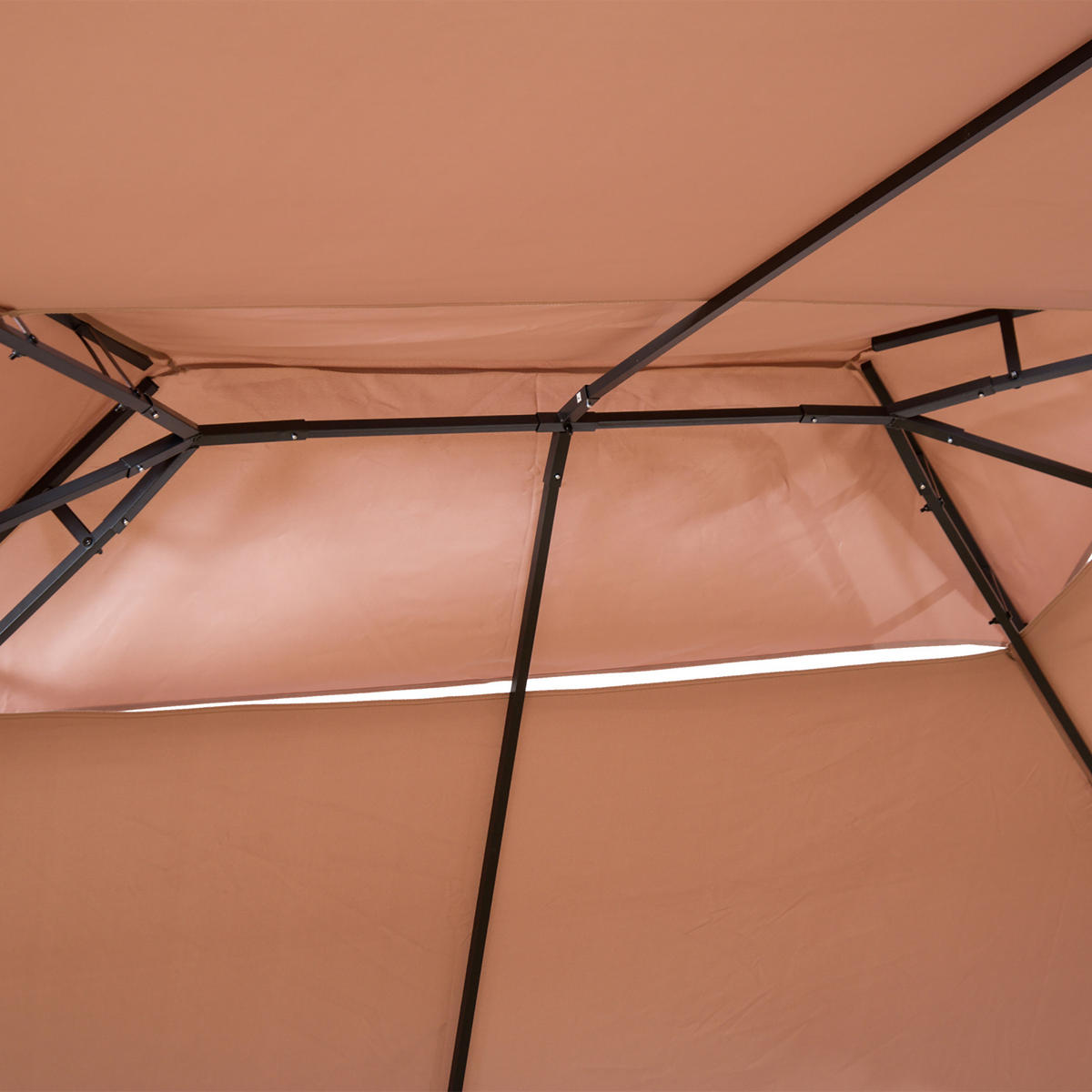 PAVILLON, Khaki, Stahl, Polyester-Gewebe - Braun, Metall (400/280/300cm) - Outsunny