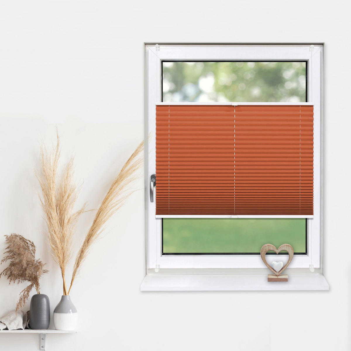 PLISSEE Basic ohne Bohren - Orange, Textil (100/210cm) - Deco-Raum