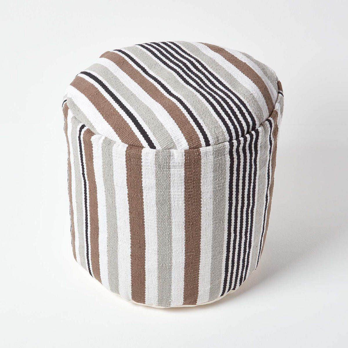 SITZPOUF rund mit Streifenmuster, 40/40/45 cm - Grau, Textil (45/40/45cm) - Homescapes