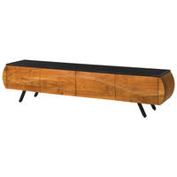 TV-BOARD Akazie 204x40x45 natur lackiert / Marmor schwarz MONTREAL #123 - Naturfarben, Holz (204/45/40cm) - Massivmoebel24