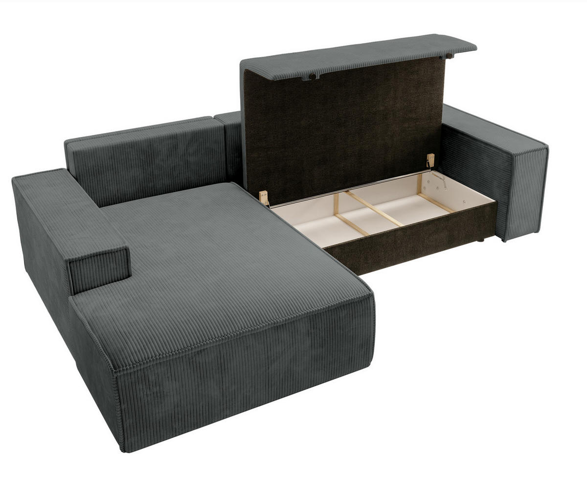 ECKSOFA Farese Grau Cordbezug - Schwarz/Grau, Kunststoff/Textil (267/167cm) - Selsey