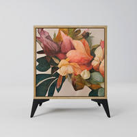 SIDEBOARD STYLISH BEAUTY, Eichefarben, 57,5x42x70,5 cm, Schwarze Metall-Sternfüße - Eichefarben/Multicolor, Holzwerkstoff/Metall (57.5/70.5/42cm) - SpaceRebels