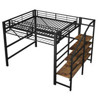 HOCHBETT 140/200 cm DE-33140 mit Stufenregal und LED-Licht Schwarz - Schwarz, Metall (140/200cm) - ComfortXL
