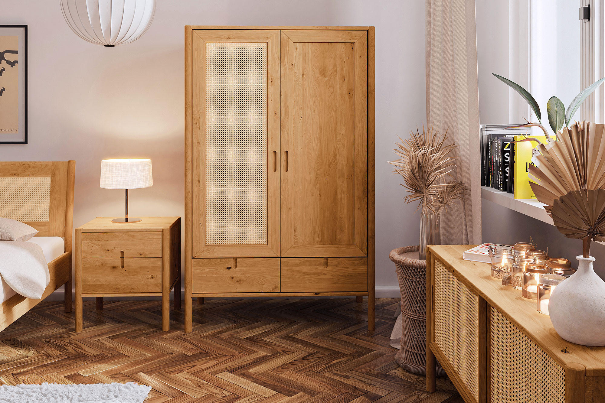 KLEIDERSCHRANK MIT SCHUBLADE INA Wildeiche - Beige, Holz (108/175/60cm) - byoak