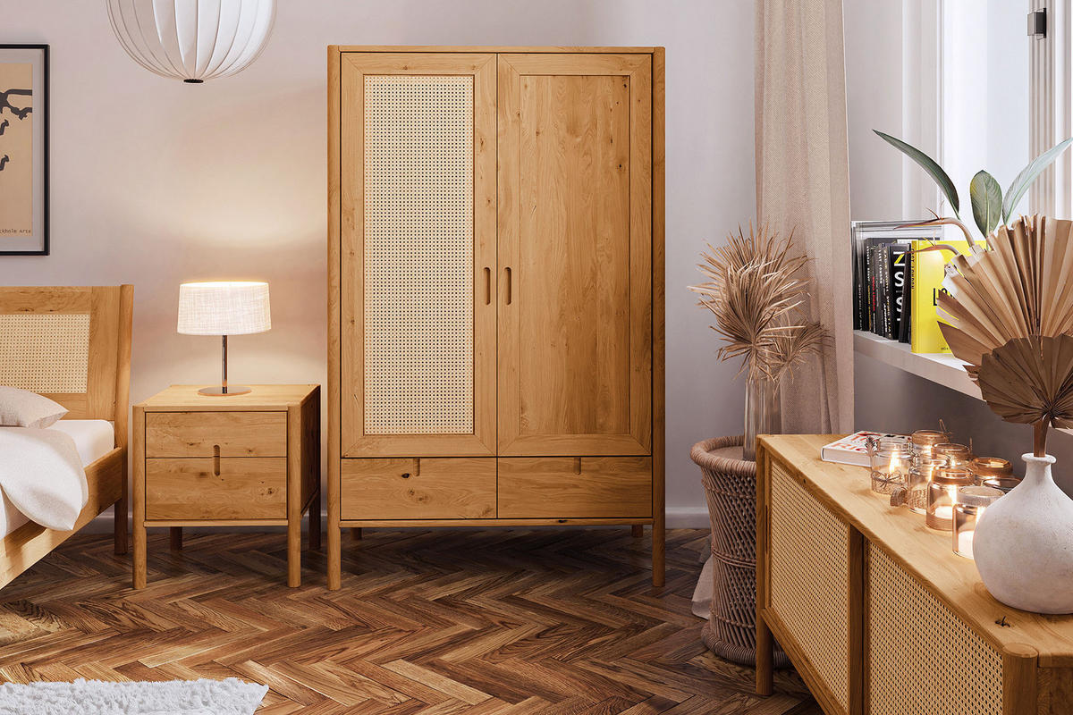KLEIDERSCHRANK MIT SCHUBLADE INA Wildeiche - Wildeiche, Holz (108/175/60cm) - byoak