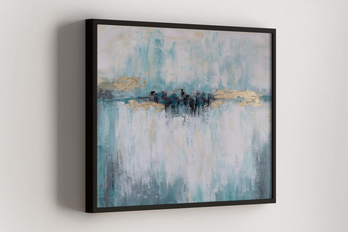ACRYLBILD HANDGEMALT 100/75 cm - Türkis, Holz/Textil (100/75cm) - KUNSTLOFT