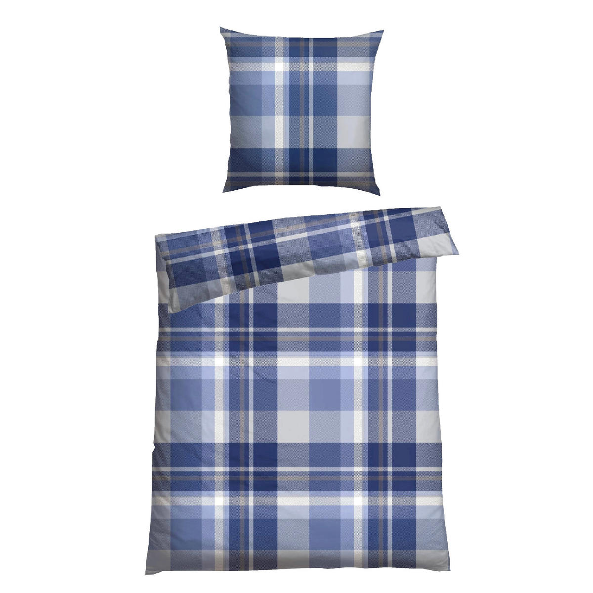 BETTWÄSCHESET Todd - Feinbiber - 2-teilig - 135x200 cm - Braun-Blau - Blau, Textil (135/200cm) - SCHIESSER