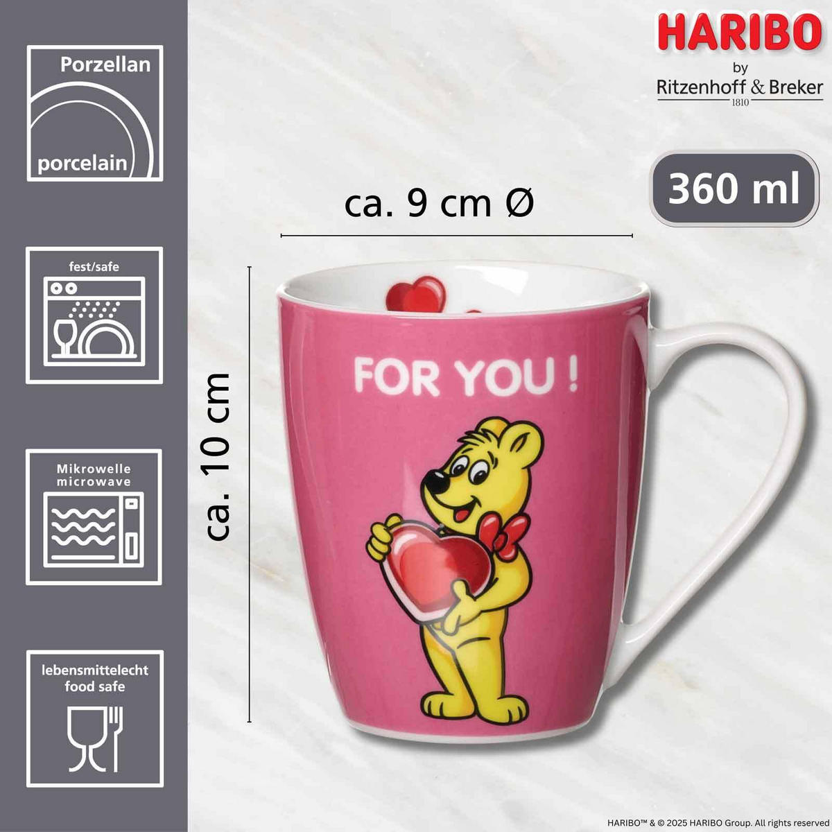 BECHER SWEET HEART Haribo bunt 360 ml 6er Set - Multicolor, Keramik (0.36L) - Ritzenhoff Breker