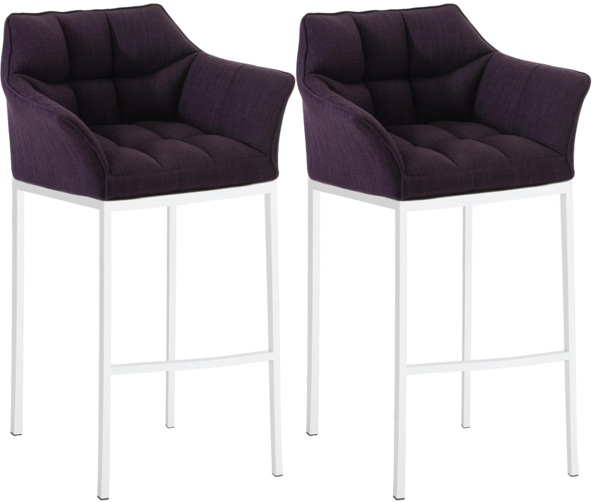 BARHOCKER 2er Set Stoff Lila - Lila/Weiß, Textil/Metall (64/110/48cm) - CLP