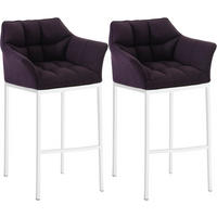 BARHOCKER 2er Set Stoff Lila - Lila/Weiß, Textil/Metall (64/110/48cm) - CLP
