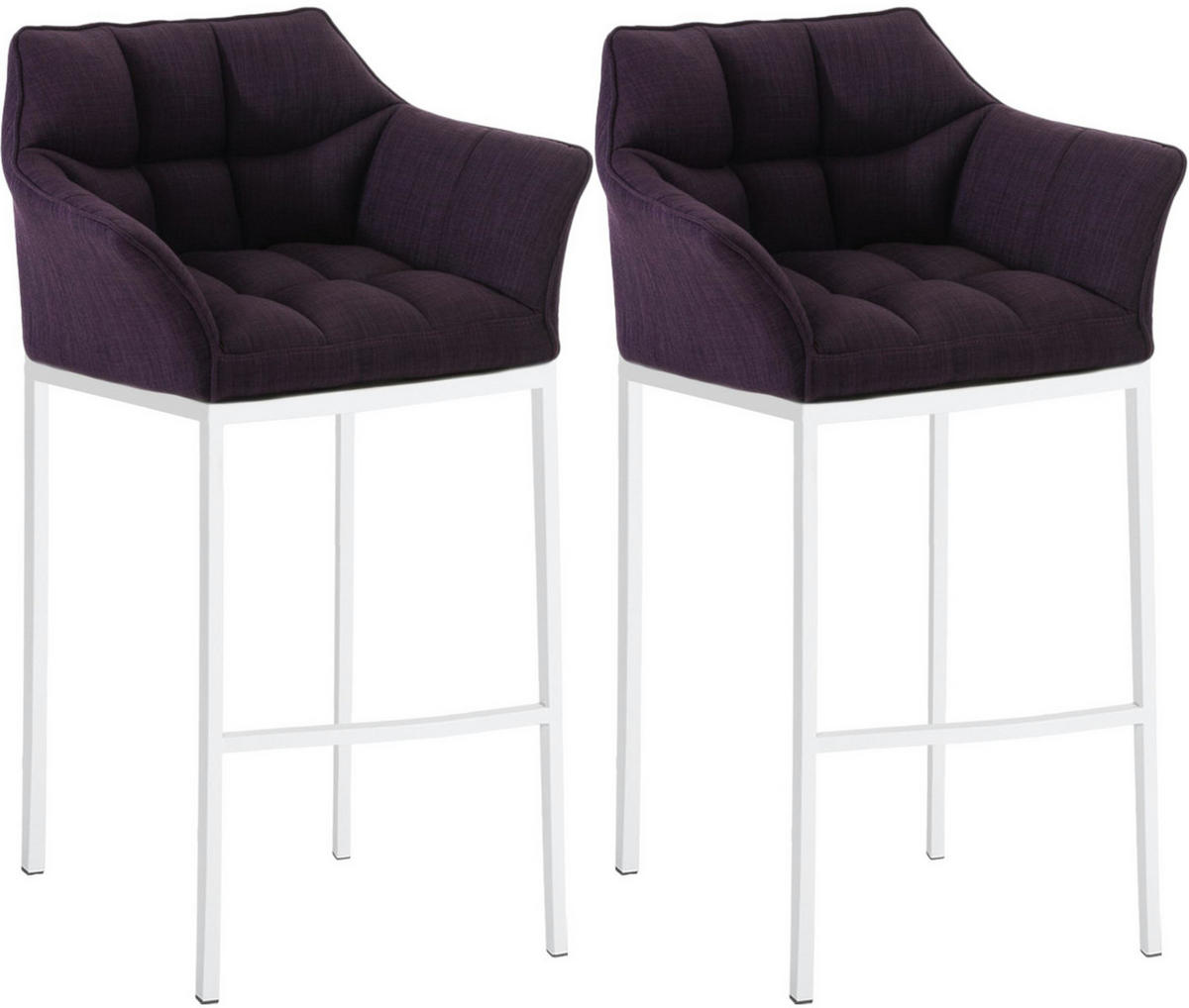 BARHOCKER 2er Set Stoff Lila - Lila/Weiß, Textil/Metall (64/110/48cm) - CLP
