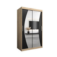 SCHWEBETÜRENSCHRANK 200/120/62 2-türig - Silberfarben/Schwarz, Holz/Kunststoff (120/200/62cm) - Abiks Möbel