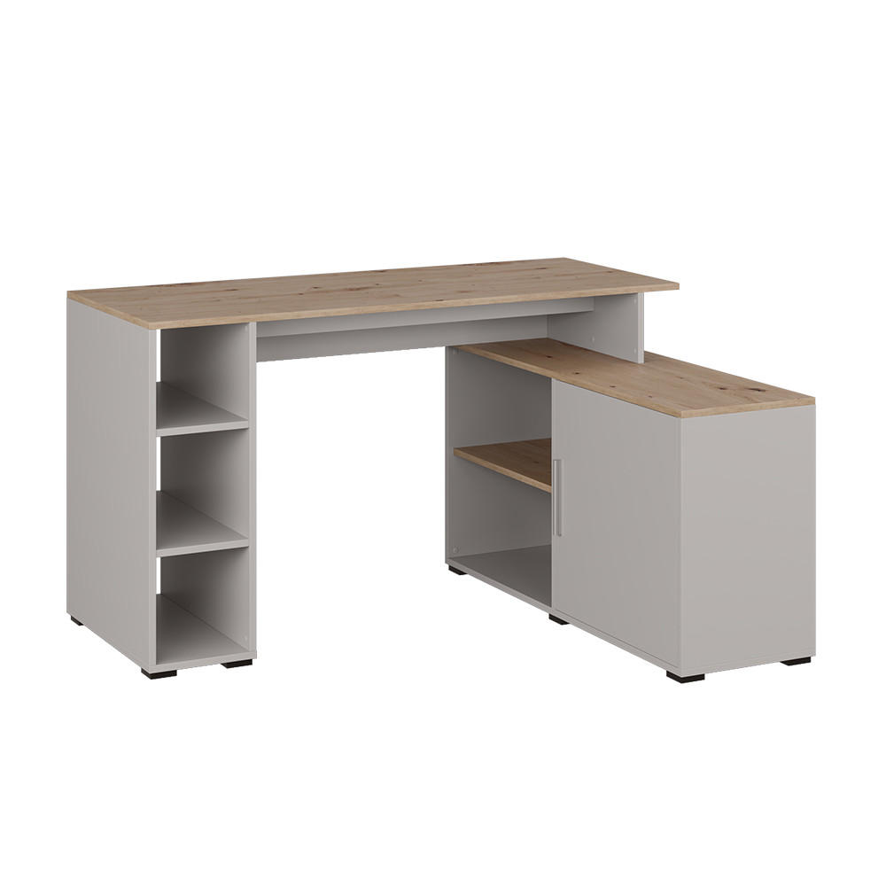 ROHOVÝ PSACÍ STŮL Rudy Kašmír - kašmírová/dub artisan, kompozitní dřevo (110/135/75.5cm) - Vicco