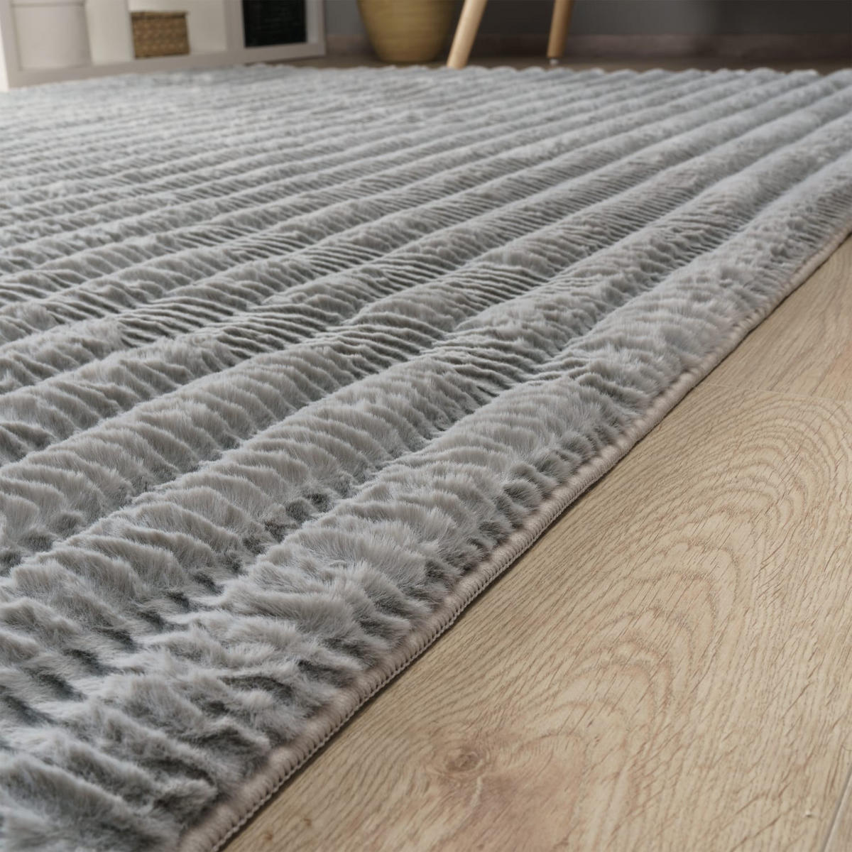 HOCHFLORTEPPICH Rauten Grau 120 x 160 cm - Grau, Kunststoff (120/160cm) - TT Home