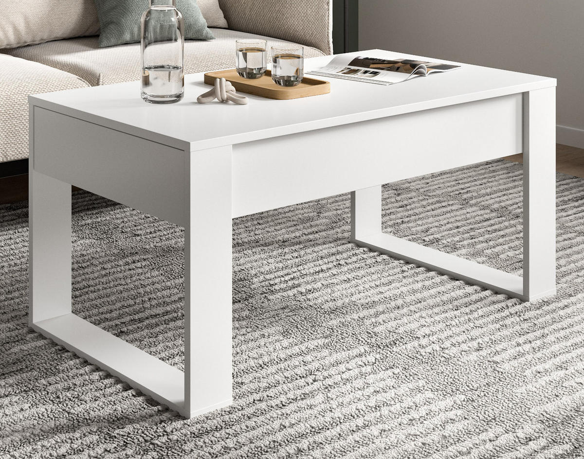 COUCHTISCH weiß, Beistelltisch mit 2x Schubkasten, 110 x 60 cm Jonte - Weiß, Holzwerkstoff (110/60/53cm) - Inn.Furn