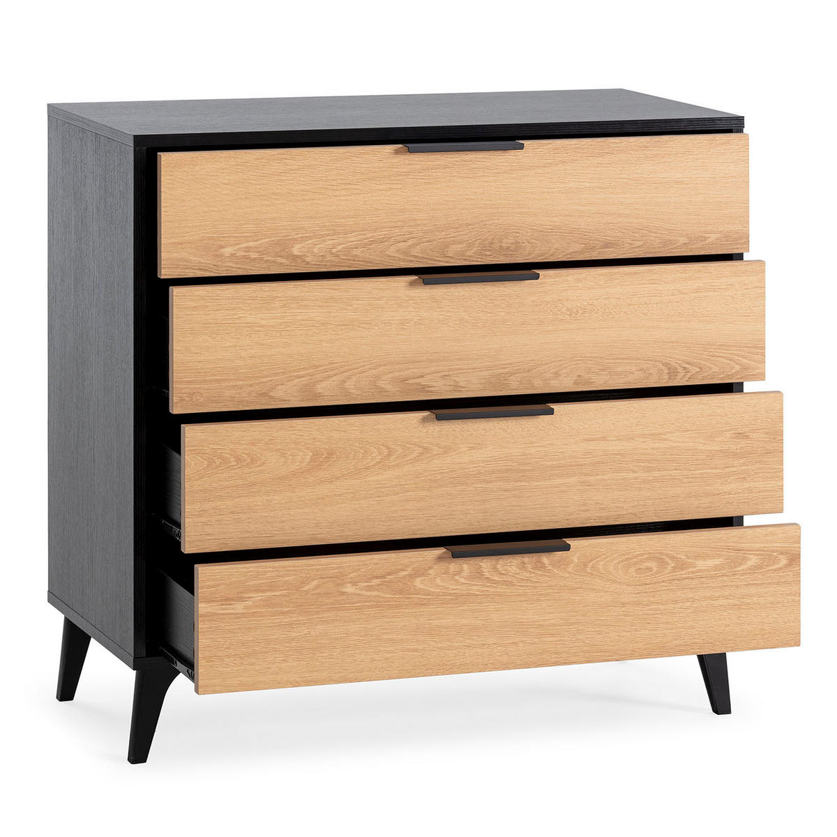 KOMMODE 80/76/40 Kalma Schwarz/Eichenfarbe - Schwarz, Holzwerkstoff (80/76/40cm)