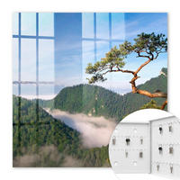 SCHLÜSSELBOX Weiß 30x30 cm – Türöffnung nach rechts - Berglandschaft - Grün, Metall (30/30/5cm) - TULUP