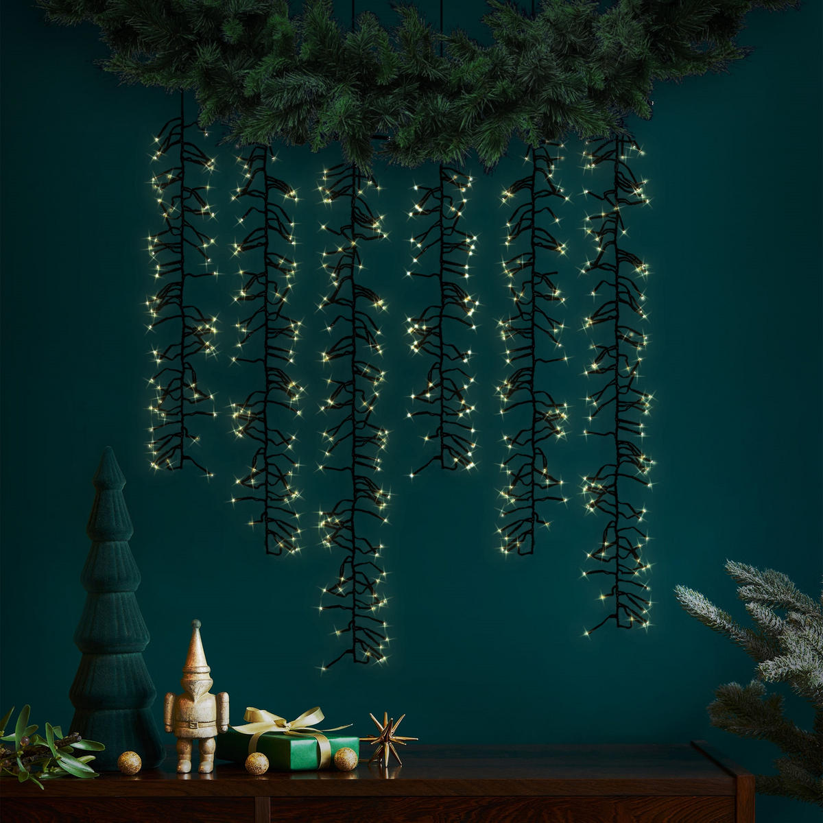 WEIHNACHT CLUSTER Cascade 480LED - Schwarz, Kunststoff (200cm) - ECD-Germany
