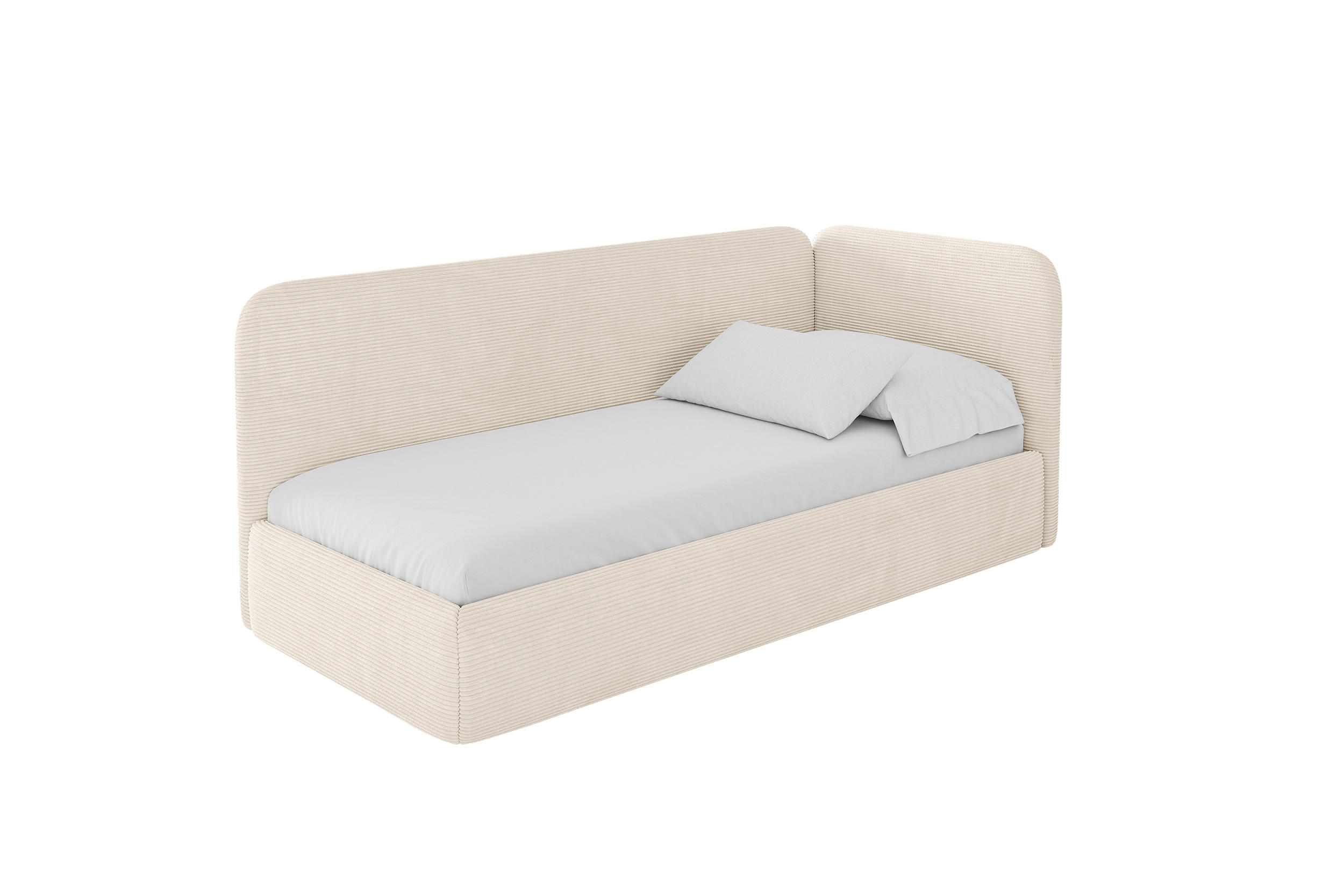 ALTDECOR JEDNOLŮŽKOVÁ POSTEL pro mládež s úložným prostorem, vlevo - ELSY 100x200 béžová