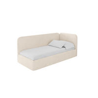 EINZELLBETT Jugendbett mit Bettkasten und Matratze H3/H4, Links - ELSY 100x200 Beige - Creme, Holzwerkstoff/Textil (100/200cm) - ALTDECOR