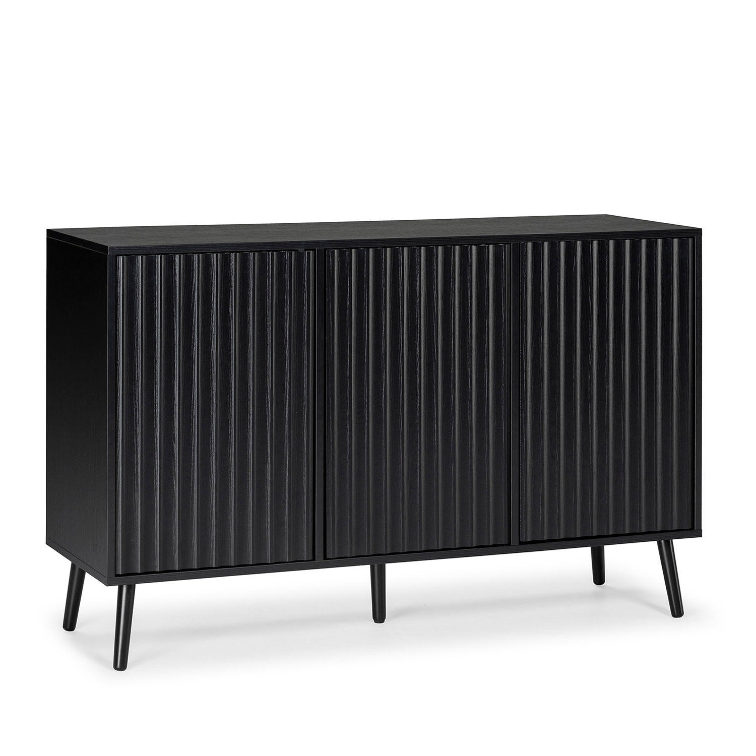 SIDEBOARD Lluvia 3 Türen, Schwarz - Schwarz, Holzwerkstoff (120/76/40cm)