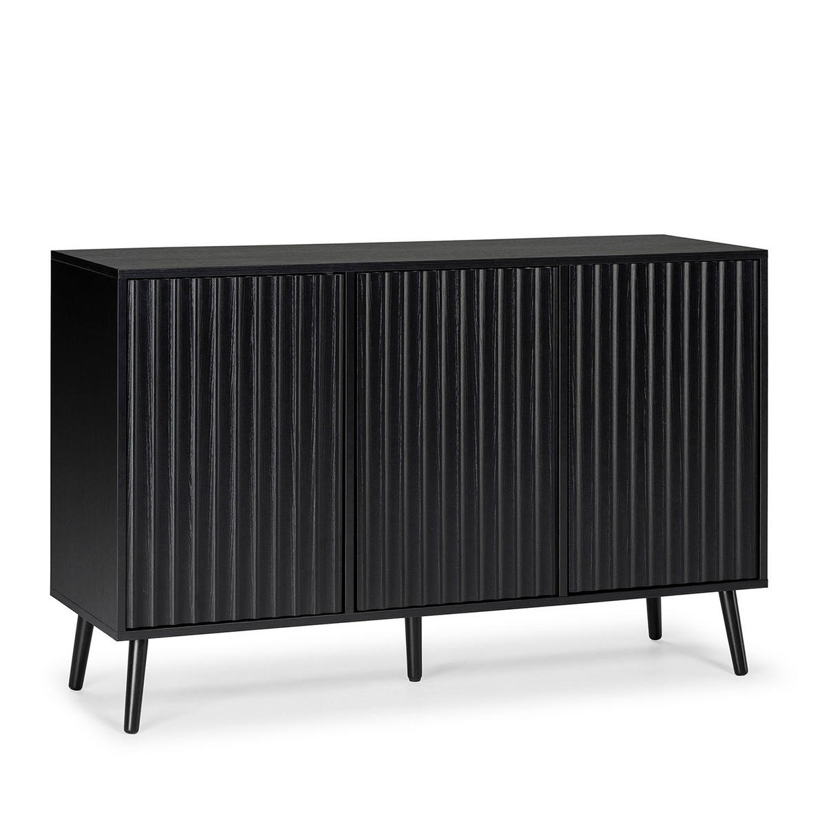 SIDEBOARD Lluvia 3 Türen, Schwarz - Schwarz, Holzwerkstoff (120/76/40cm)
