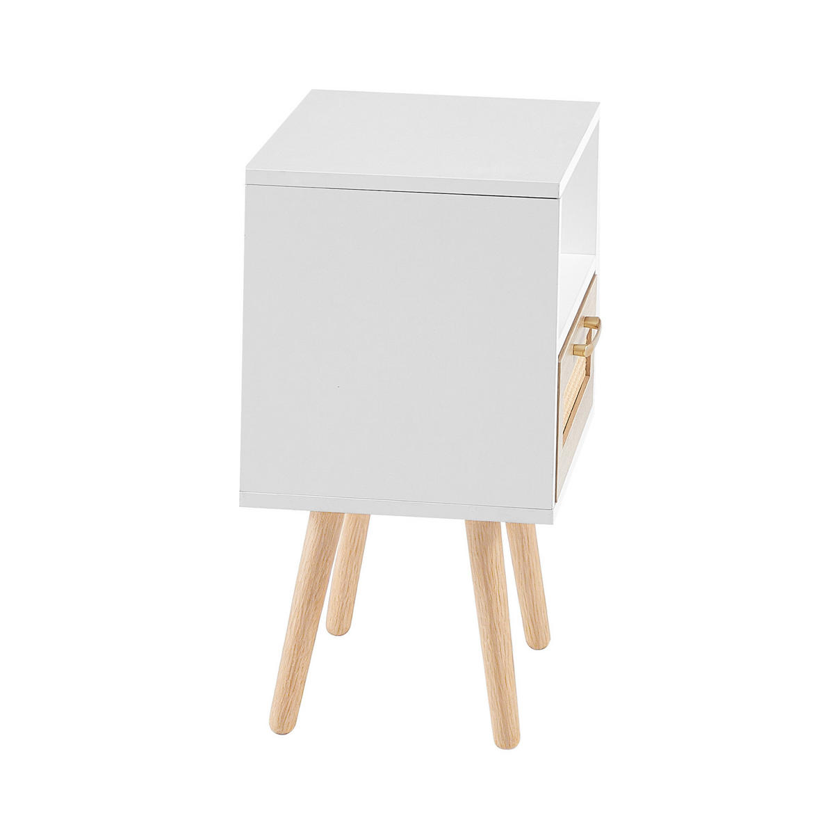 NACHTTISCH 30/40/55 cm weiß/natur aus MDF mit Schublade - Hellbraun, Holzwerkstoff (30/55/40cm) - OKWISH