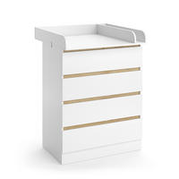 WICKELKOMMODE Emmi, Weiß/Goldkraft Eiche, 80 x 111.7 cm mit 4 Schubladen - Honigeiche/Weiß, Holzwerkstoff (80/111.7/76cm) - VitaliSpa