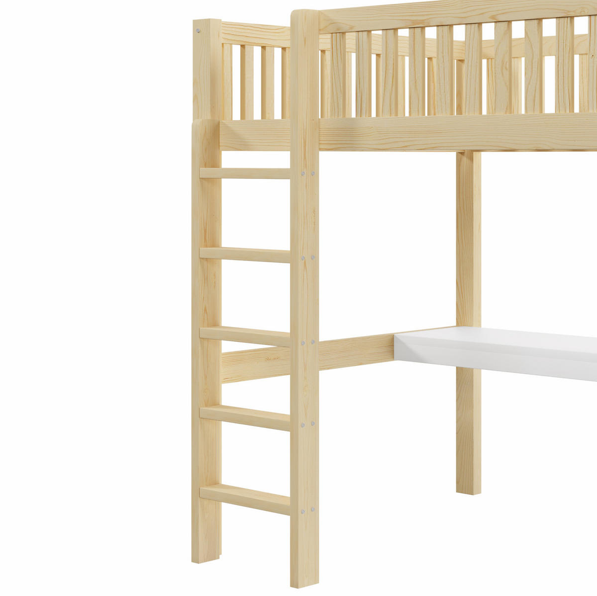 HOCHBETT 140/200 cm Natur aus Kiefernholz und MDF mit Schreibtisch - Naturfarben, Holz (140/200cm) - OKMYHOME