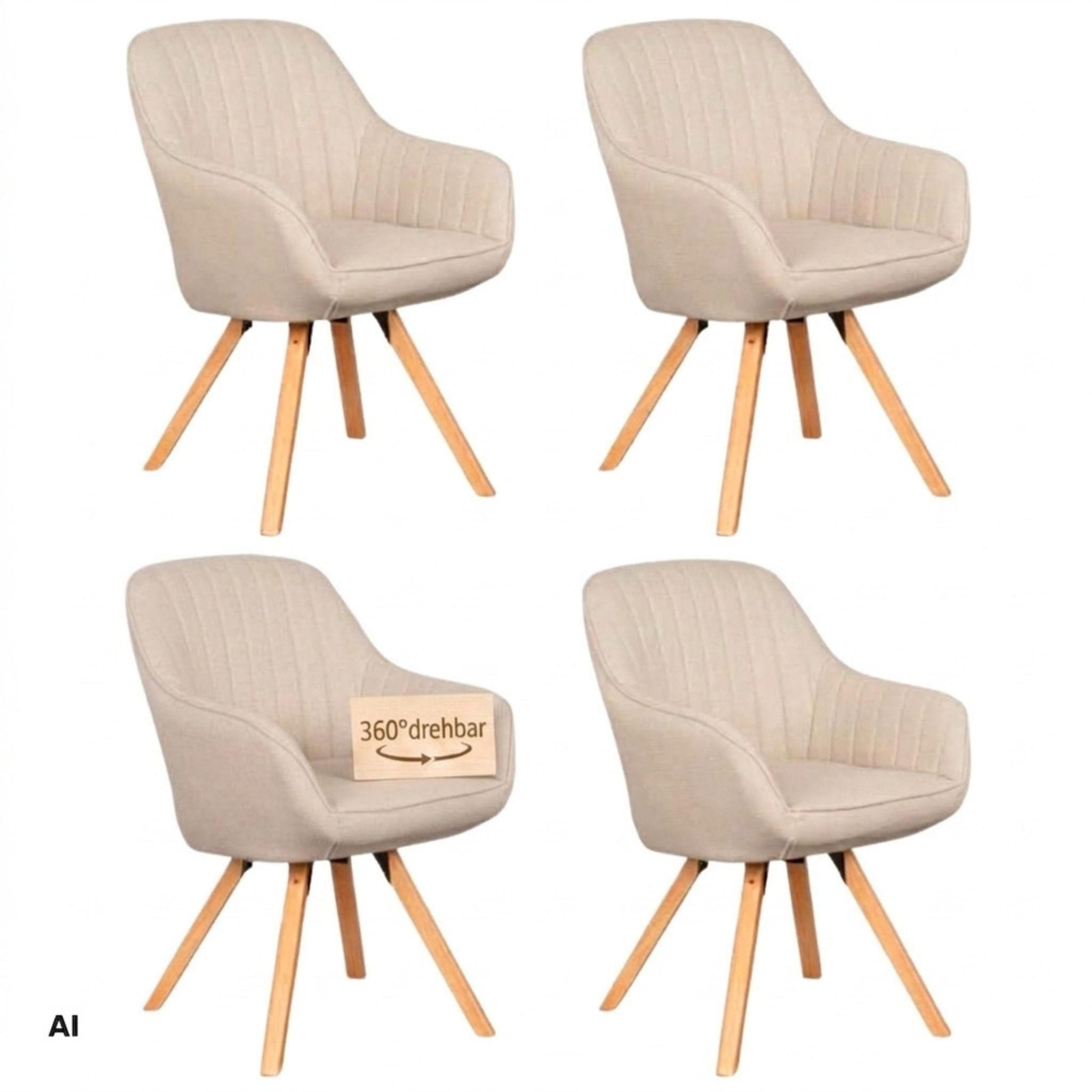 ESSZIMMERSTÜHLE Matera 4er-Set FSC®100% - Beige/Schwarz, Naturmaterialien/Textil (59/89/61cm) - Mr. Deko