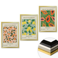 WANDBILDER 3er Set - 40x60 cm Goldrahmen - Zitrusfrüchte, tropischer Retro-Stil - Goldfarben, Kunststoff (40/60cm) - ArtPrintCave