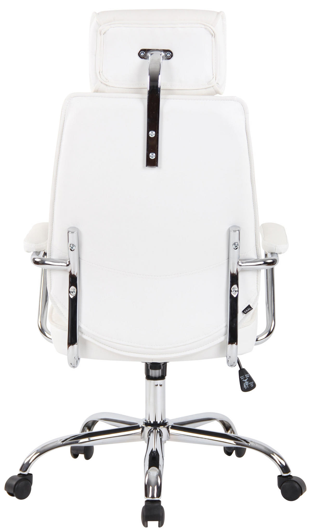 CHEFSESSEL Echtleder Weiß - Chromfarben/Weiß, Leder/Metall (59/117/57cm) - CLP