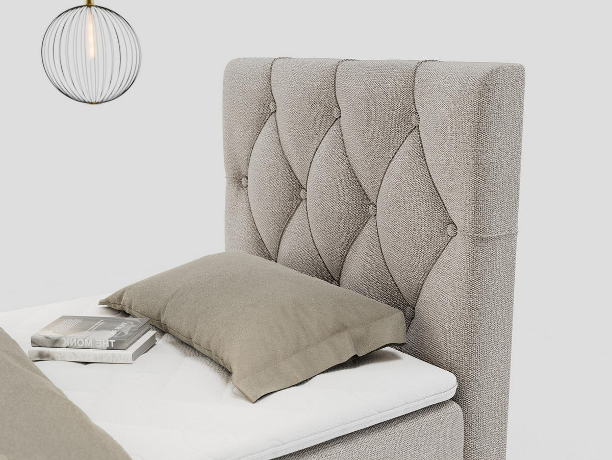 BOXBETT ALDA 90/200 Beige Struktur - H4 - Rechts Seite - Beige, Holz/Textil (90/200cm) - MKS