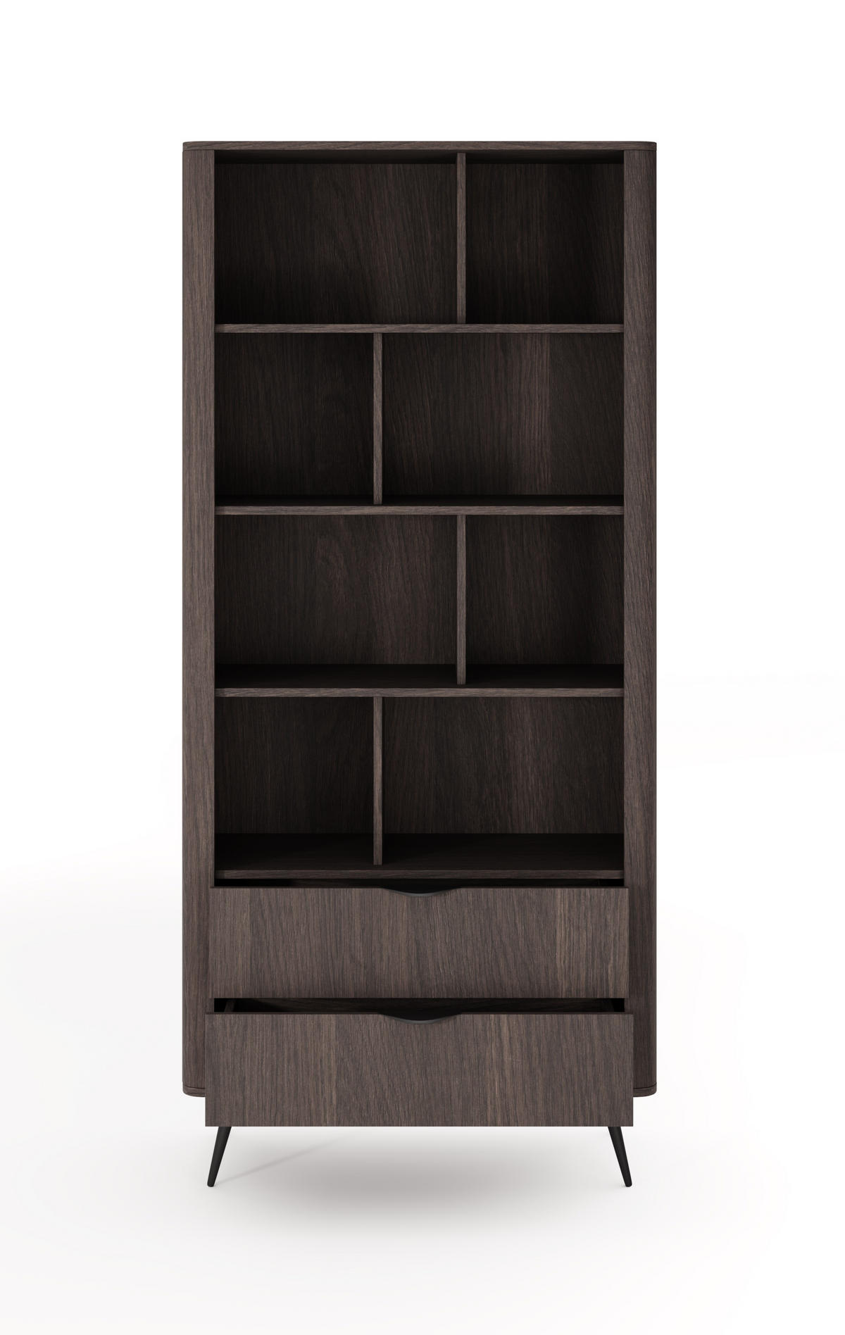 BÜCHERREGAL Arvis Eiche Dunin - Eichefarben/Schwarz, Holzwerkstoff (88/194/38cm) - Bettso