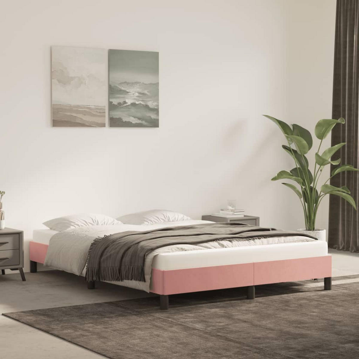 BETTGESTELL Rosa 140/200 Cm Samt - Rosa, Textil (140/200cm) - vidaXL