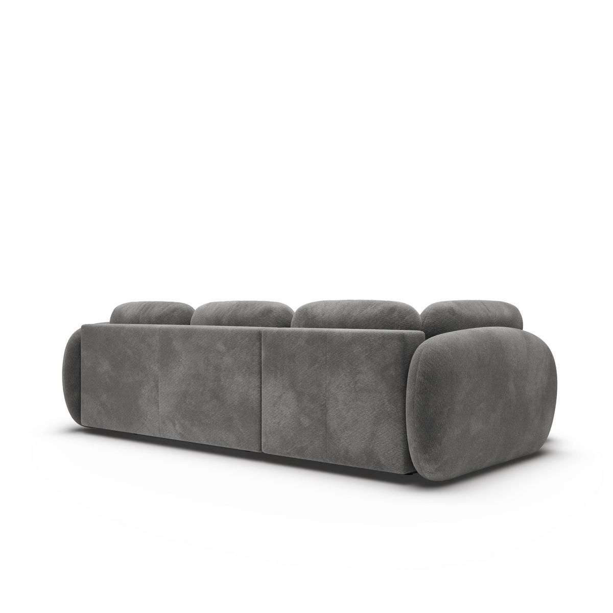 ECKSOFA AMICO II L-S Grau Geflochtener Stoff mit Schlaffunktion - Grau, Holz (289/190cm) - MASSENO