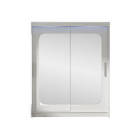 SCHWEBETÜRENSCHRANK Westa XII, mit RGB LED Beleuchtung - Silberfarben/Weiß, Holzwerkstoff/Metall (150/200/58cm) - MIRJAN24