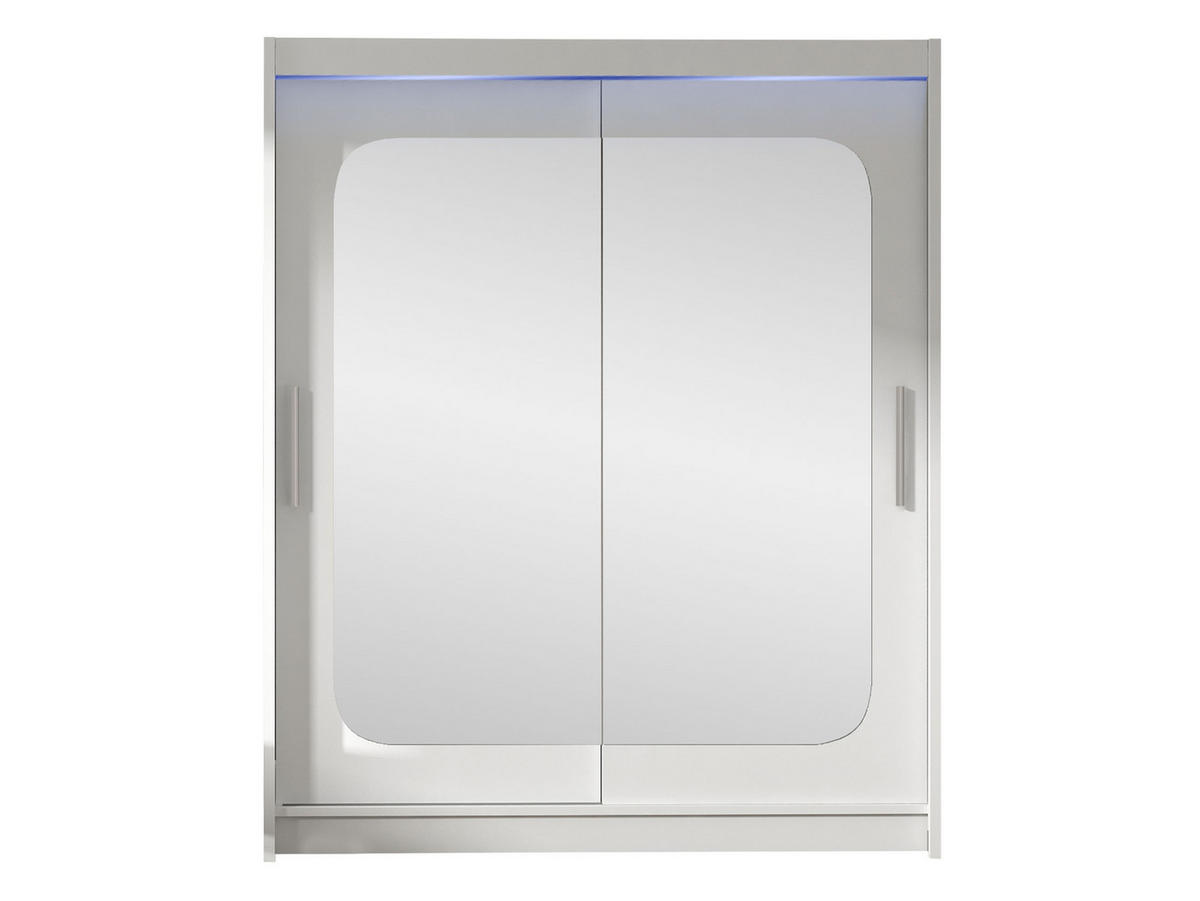SCHWEBETÜRENSCHRANK Westa XII, mit RGB LED Beleuchtung - Silberfarben/Weiß, Holzwerkstoff/Metall (150/200/58cm) - MIRJAN24