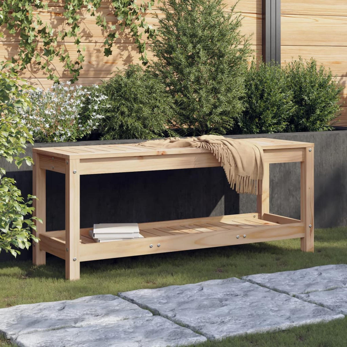GARTENBANK 108x35x45 cm Massivholz Kiefer - Braun, Holz (108/45/35cm) - furnicato