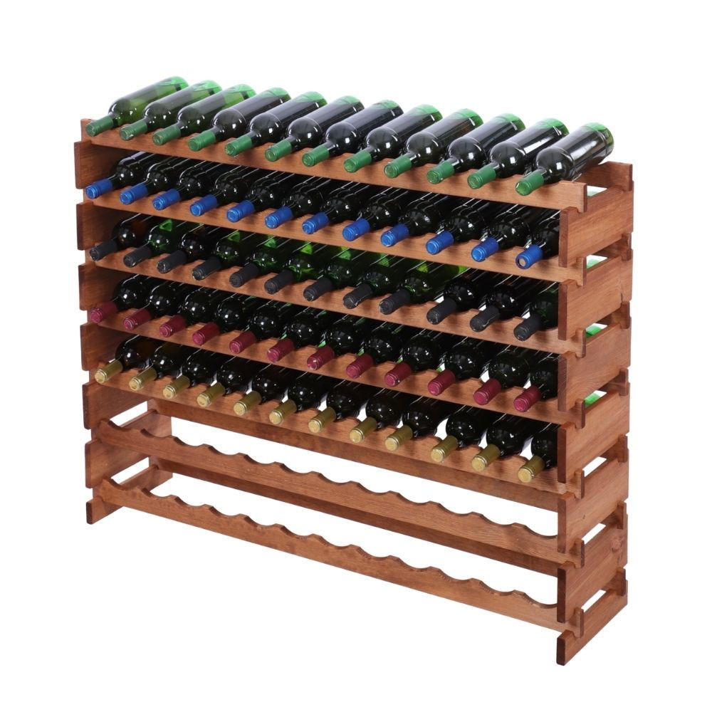 WEINREGAL VINOTECA FLEX PRO HxBxT 93x123x28cm 84 Flaschen auf 7 Ebenen Braun geölt - Braun, Holz (123/93/28cm) - PROREGAL