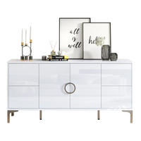 SIDEBOARD 150/38/59,5 cm in Weiß Hochglanz mit 4 Schubladen und 2 Türen - Weiß, Holzwerkstoff (150/59.5/38cm) - Flora Grace