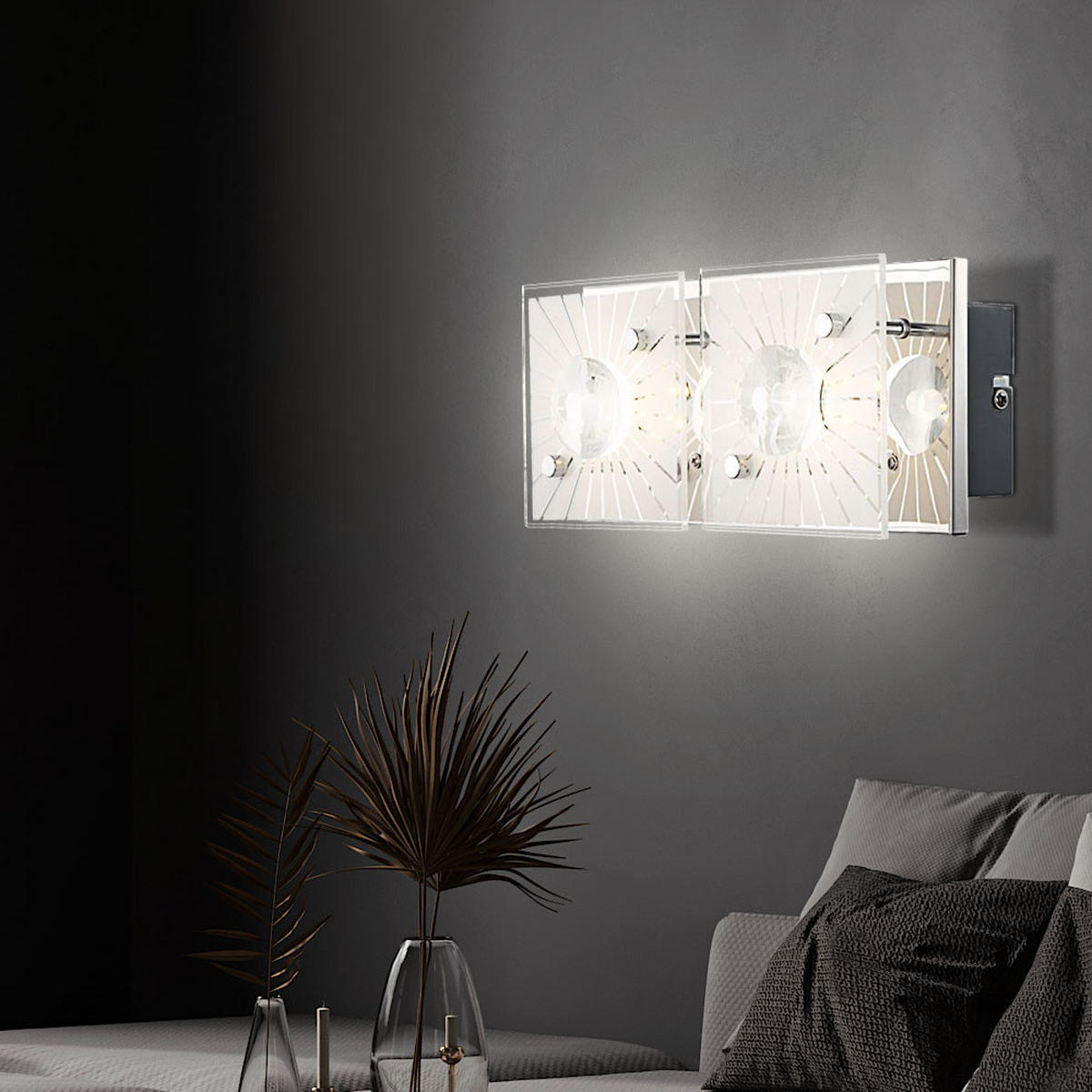 LED WANDLEUCHTE Metall Kristalloptik Silber - Silberfarben, Glas (11/10/24cm) - Globo Lighting